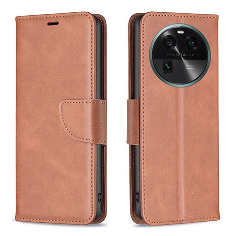 Coque Portefeuille Livre Cuir Etui Clapet B04F pour Oppo Find X6 5G Marron