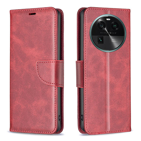 Coque Portefeuille Livre Cuir Etui Clapet B04F pour Oppo Find X6 5G Rouge