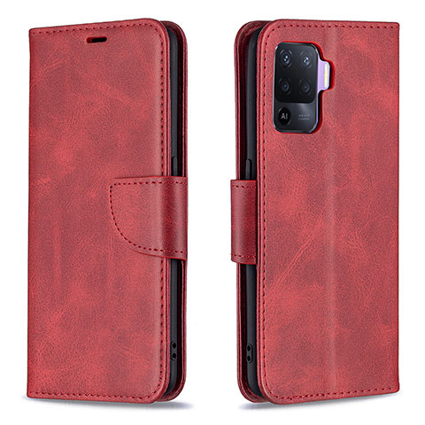 Coque Portefeuille Livre Cuir Etui Clapet B04F pour Oppo Reno5 F Rouge