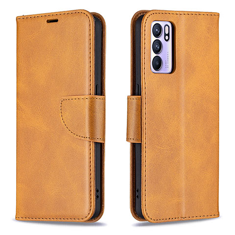 Coque Portefeuille Livre Cuir Etui Clapet B04F pour Oppo Reno6 5G Brun Clair