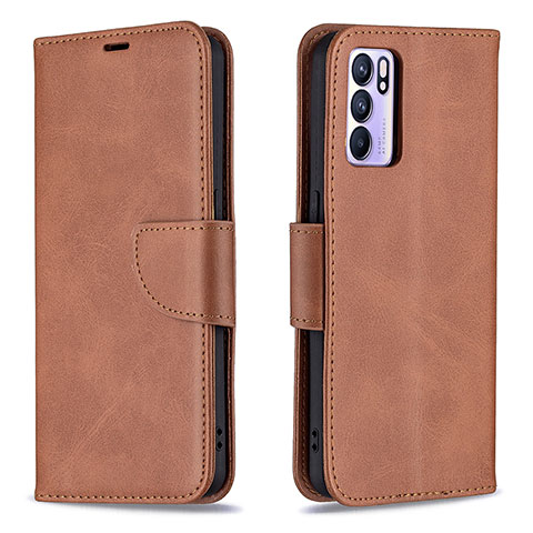 Coque Portefeuille Livre Cuir Etui Clapet B04F pour Oppo Reno6 5G Marron