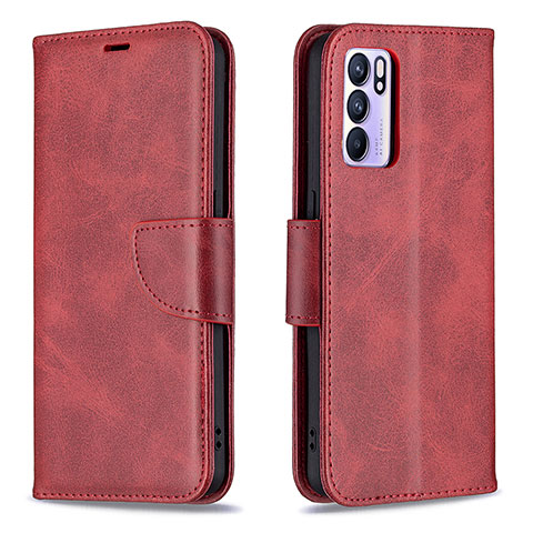 Coque Portefeuille Livre Cuir Etui Clapet B04F pour Oppo Reno6 5G Rouge