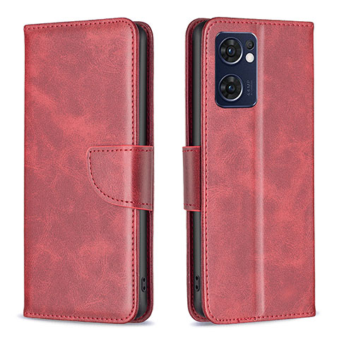 Coque Portefeuille Livre Cuir Etui Clapet B04F pour Oppo Reno7 5G Rouge