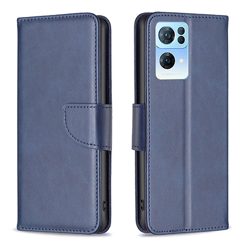 Coque Portefeuille Livre Cuir Etui Clapet B04F pour Oppo Reno7 Pro 5G Bleu