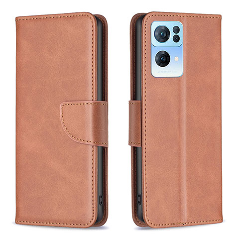 Coque Portefeuille Livre Cuir Etui Clapet B04F pour Oppo Reno7 Pro 5G Marron