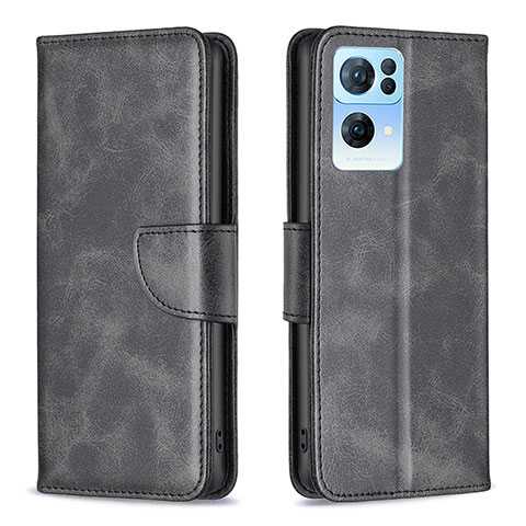 Coque Portefeuille Livre Cuir Etui Clapet B04F pour Oppo Reno7 Pro 5G Noir