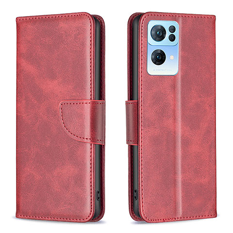 Coque Portefeuille Livre Cuir Etui Clapet B04F pour Oppo Reno7 Pro 5G Rouge