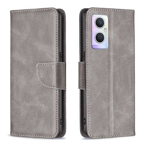 Coque Portefeuille Livre Cuir Etui Clapet B04F pour Oppo Reno8 Lite 5G Gris