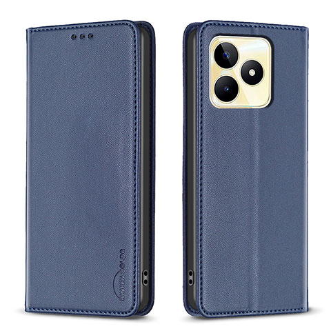 Coque Portefeuille Livre Cuir Etui Clapet B04F pour Realme C51 Bleu