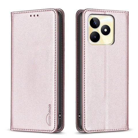 Coque Portefeuille Livre Cuir Etui Clapet B04F pour Realme C53 Rose