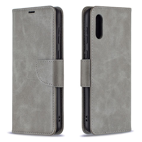 Coque Portefeuille Livre Cuir Etui Clapet B04F pour Samsung Galaxy A02 Gris