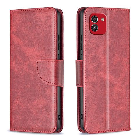 Coque Portefeuille Livre Cuir Etui Clapet B04F pour Samsung Galaxy A03 Rouge