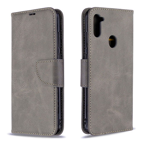 Coque Portefeuille Livre Cuir Etui Clapet B04F pour Samsung Galaxy A11 Gris