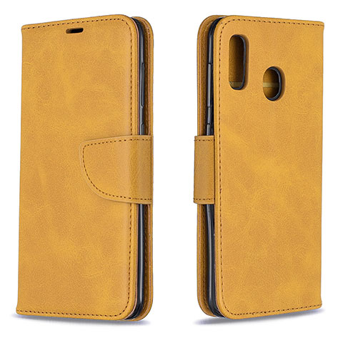 Coque Portefeuille Livre Cuir Etui Clapet B04F pour Samsung Galaxy A20 Brun Clair