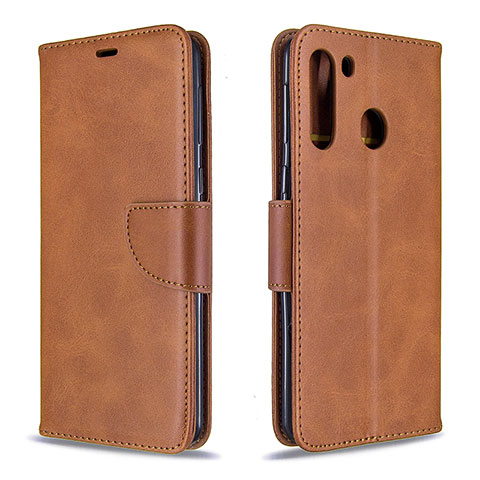 Coque Portefeuille Livre Cuir Etui Clapet B04F pour Samsung Galaxy A21 Marron