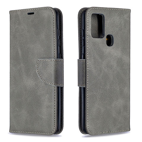 Coque Portefeuille Livre Cuir Etui Clapet B04F pour Samsung Galaxy A21s Gris