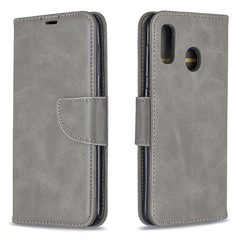 Coque Portefeuille Livre Cuir Etui Clapet B04F pour Samsung Galaxy A30 Gris