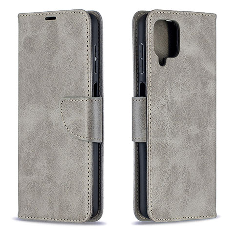 Coque Portefeuille Livre Cuir Etui Clapet B04F pour Samsung Galaxy F12 Gris