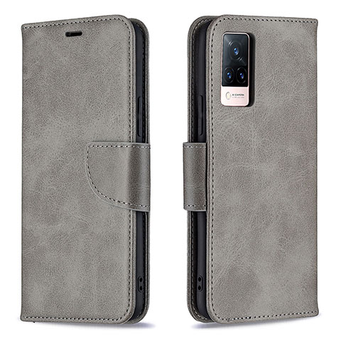 Coque Portefeuille Livre Cuir Etui Clapet B04F pour Vivo V21 5G Gris