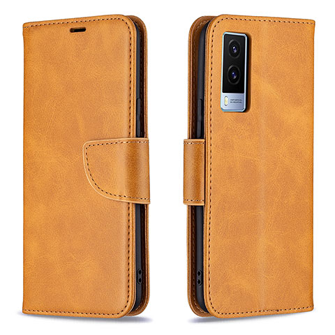 Coque Portefeuille Livre Cuir Etui Clapet B04F pour Vivo V21e 5G Brun Clair