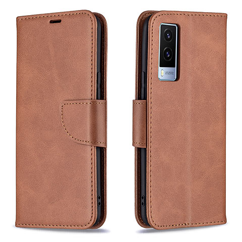 Coque Portefeuille Livre Cuir Etui Clapet B04F pour Vivo V21e 5G Marron