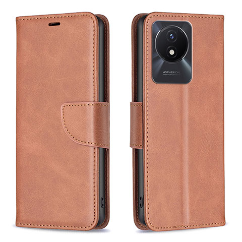 Coque Portefeuille Livre Cuir Etui Clapet B04F pour Vivo Y02 Marron