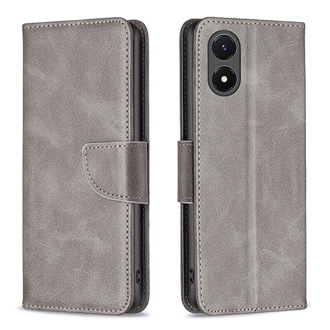 Coque Portefeuille Livre Cuir Etui Clapet B04F pour Vivo Y02S Gris