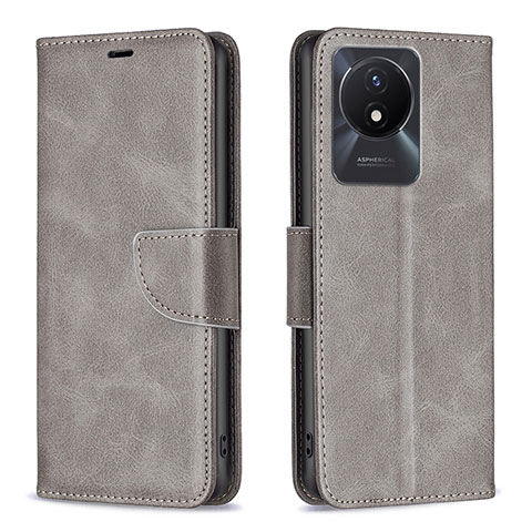 Coque Portefeuille Livre Cuir Etui Clapet B04F pour Vivo Y02t Gris