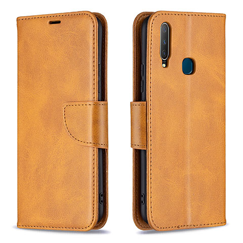 Coque Portefeuille Livre Cuir Etui Clapet B04F pour Vivo Y12 Brun Clair