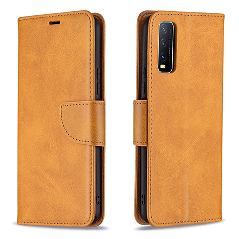 Coque Portefeuille Livre Cuir Etui Clapet B04F pour Vivo Y20s Brun Clair