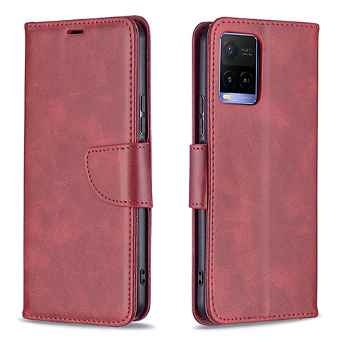 Coque Portefeuille Livre Cuir Etui Clapet B04F pour Vivo Y21 Rouge