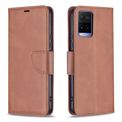 Coque Portefeuille Livre Cuir Etui Clapet B04F pour Vivo Y21a Marron