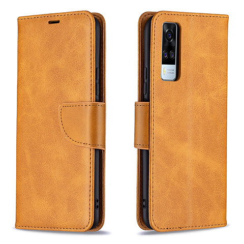 Coque Portefeuille Livre Cuir Etui Clapet B04F pour Vivo Y31 (2021) Brun Clair