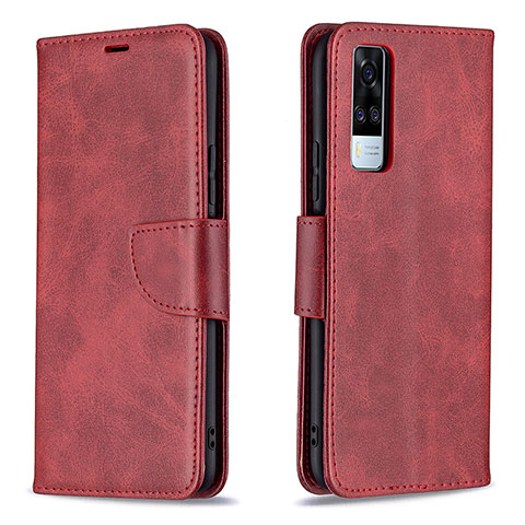 Coque Portefeuille Livre Cuir Etui Clapet B04F pour Vivo Y51 (2021) Rouge