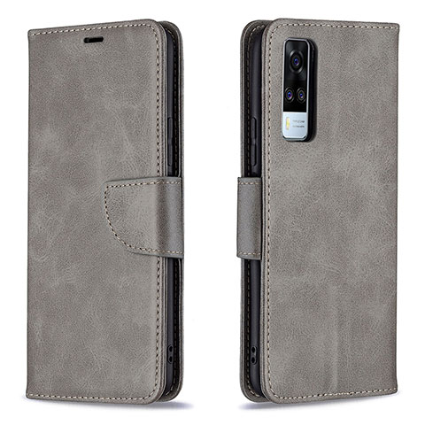 Coque Portefeuille Livre Cuir Etui Clapet B04F pour Vivo Y51A Gris