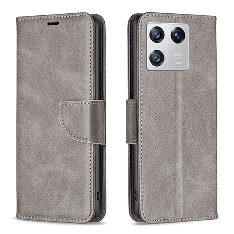 Coque Portefeuille Livre Cuir Etui Clapet B04F pour Xiaomi Mi 13 5G Gris