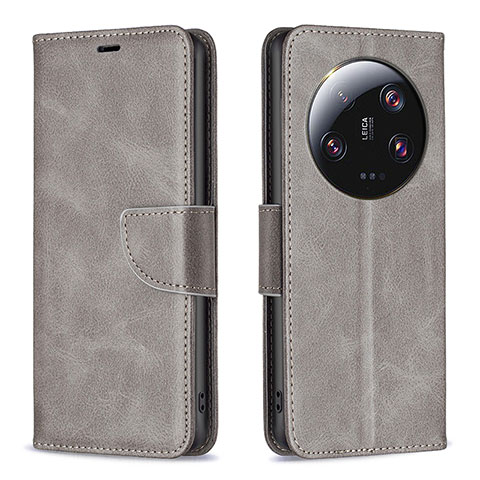 Coque Portefeuille Livre Cuir Etui Clapet B04F pour Xiaomi Mi 13 Ultra 5G Gris