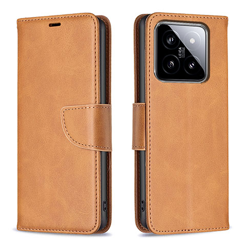 Coque Portefeuille Livre Cuir Etui Clapet B04F pour Xiaomi Mi 14 Pro 5G Brun Clair