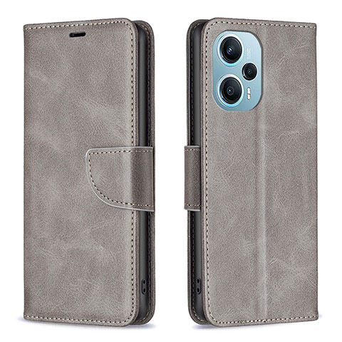 Coque Portefeuille Livre Cuir Etui Clapet B04F pour Xiaomi Poco F5 5G Gris