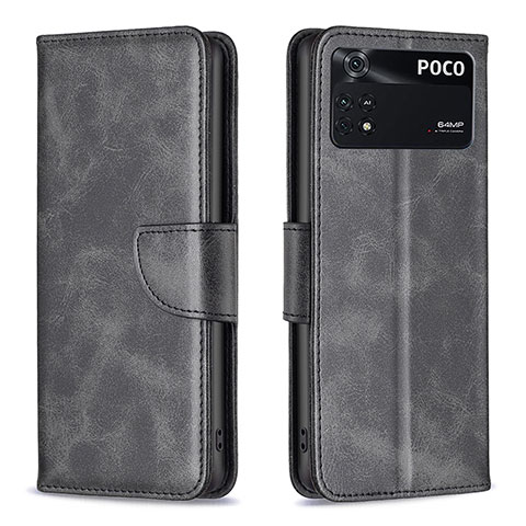 Coque Portefeuille Livre Cuir Etui Clapet B04F pour Xiaomi Poco M4 Pro 4G Noir