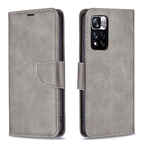 Coque Portefeuille Livre Cuir Etui Clapet B04F pour Xiaomi Poco X4 NFC Gris