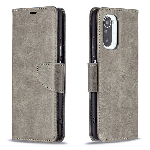 Coque Portefeuille Livre Cuir Etui Clapet B04F pour Xiaomi Redmi K40 Pro 5G Gris