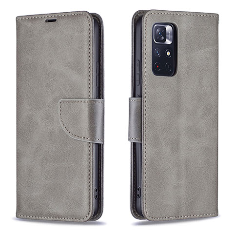 Coque Portefeuille Livre Cuir Etui Clapet B04F pour Xiaomi Redmi Note 11 5G Gris