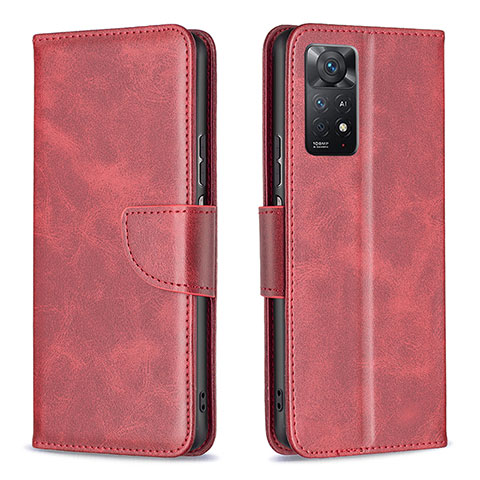 Coque Portefeuille Livre Cuir Etui Clapet B04F pour Xiaomi Redmi Note 11 Pro 4G Rouge