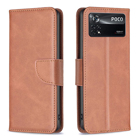 Coque Portefeuille Livre Cuir Etui Clapet B04F pour Xiaomi Redmi Note 11E Pro 5G Marron