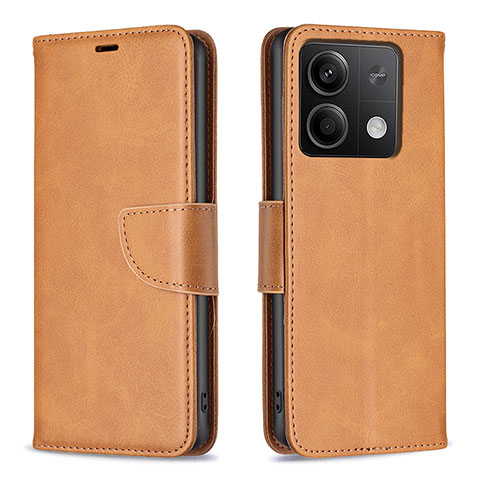 Coque Portefeuille Livre Cuir Etui Clapet B04F pour Xiaomi Redmi Note 13 5G Brun Clair