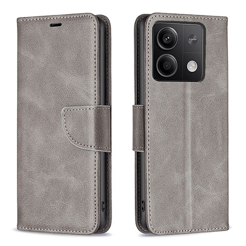 Coque Portefeuille Livre Cuir Etui Clapet B04F pour Xiaomi Redmi Note 13 5G Gris