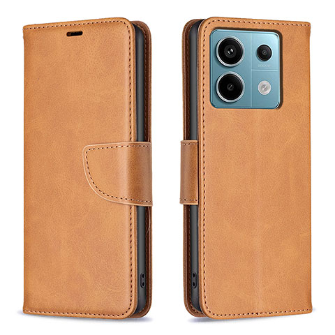 Coque Portefeuille Livre Cuir Etui Clapet B04F pour Xiaomi Redmi Note 13 Pro 5G Brun Clair