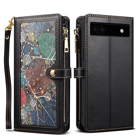 Coque Portefeuille Livre Cuir Etui Clapet B04S pour Google Pixel 6a 5G Noir