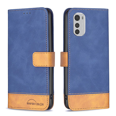 Coque Portefeuille Livre Cuir Etui Clapet B05F pour Motorola Moto E32 Bleu